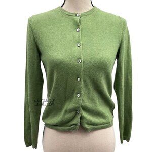 Eddie Bauer Green Button-Down Cashmere Blend Cardigan Sweater Petite Small
